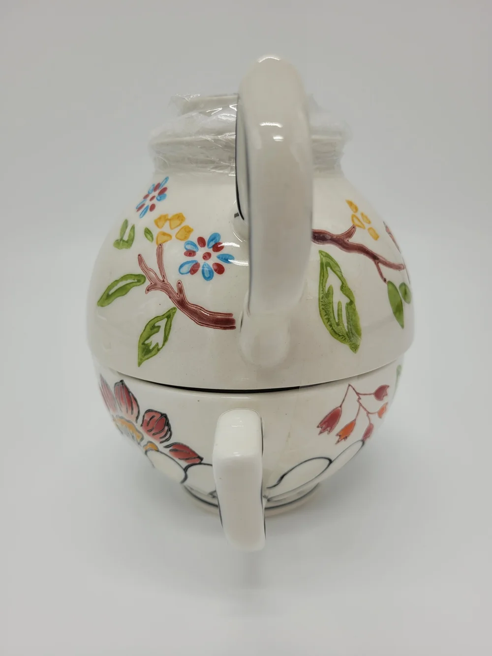 Dutch Wax Floral Ceramic Tea-for-One Set Multicolor Hand-Painted Flowers NEW